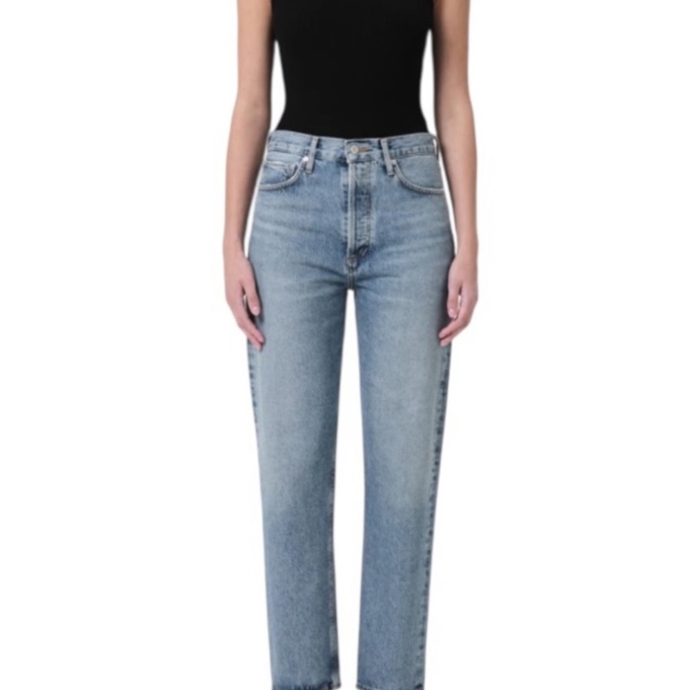 Agolde Pale Blue High-Rise Wide Leg Jeans